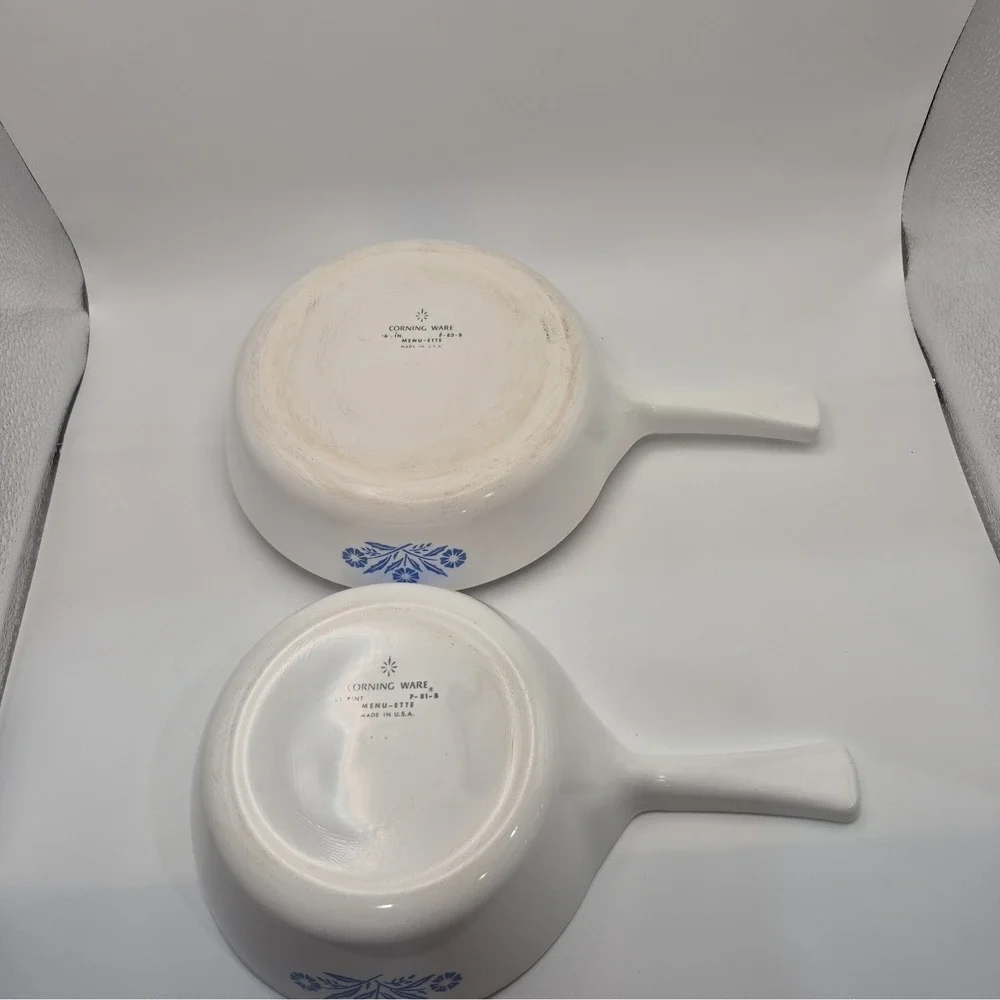 Vintage Corning Ware Blue Cornflower P-81-B 1 Pint & P-83-B Menu Elite 6.5